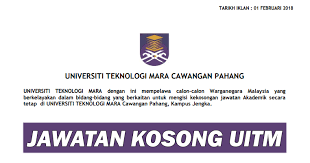 Kerja kosong pahang, pahang, pahang, malaysia. Jawatan Kosong Di Uitm Pahang Terbuka 2018 Jobcari Com Jawatan Kosong Terkini
