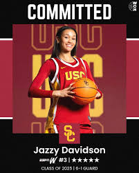 𝗥𝗘𝗖𝗥𝗨𝗜𝗧𝗠𝗘𝗡𝗧 𝗡𝗘𝗪𝗦 ▪️Jazzy Davidson - committed to USC  ▫️ranked no. 3 in the class of 2025 ▫️first commit in the Trojans  recruiting class ▫️other finalists: UCLA, UConn, Duke, TCU, 📍Clackamas HS,  Oregon