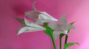 Origami Lily Flower And Leaves 3d 折り紙 ユリの花と葉 立体 簡単な折り方 Youtube