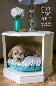 Side table with dog bed underneath. 19 Diy Projects For Dog Lovers Diy Stuffed Animals Diy Dog Stuff Diy Dog Bed