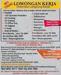 Kali ini admin kembali akan berbagi info loker terbaru. Lowongan Kerja Pabrik Dan Kantor Surabaya Sidoarjo Home Facebook