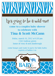 Picking a baby shower theme is a fun and creative part of party planning — especially when the chosen theme calls for wild animals and lush. Blue Wild Safari Baby Shower Invitation Matches Theme From Partycity Com