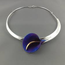 Amazing Statement Necklace In Sterling Silver With A Gorgeous Blue Calla Lily Flower In Titanium Lily Jewelry Titanium Jewelry Jewelry