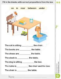 Illustration About Fill In The Blanks With Correct Prepositions Preposition Workshe Preposition Worksheets Learning English For Kids English Lessons For Kids