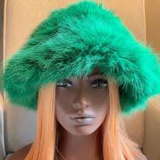 Winter Hat Faux Fur Hat Upcycled Bucket Hat Fuzzy Festival Hat Plush Hat  Upcycle Fashion Sustainable Hat Eco Friendly Recycled Hats Medium