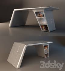 Large polished aluminum aviator wing executive office desk. 3d Models Table Aviator Wing Desk