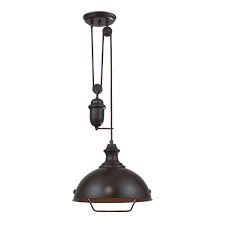 Titan Lighting Farmhouse 1 Light Oiled Bronze Ceiling Mount Pendant Tn 10146 The Home Depot Adjustable Pendant Light Dome Pendant Lighting Pendant Light
