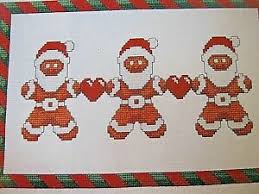 Go cross stitch crazy with our huge selection of free cross stitch patterns! Cross Stitch Gingerbread Santas Pattern Christmas Cookies Hearts Ebay