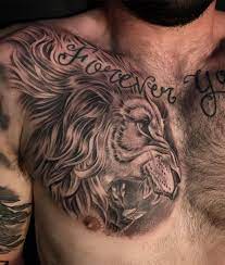 Lion Chest Piece By Justin Villalobos In Orange County California Private Studio Tattoo