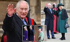 Revealed: King Charles sat inside St George's Chapel for Easter service in  the Sovereign's Seat while the Royal Family were seated in the stalls