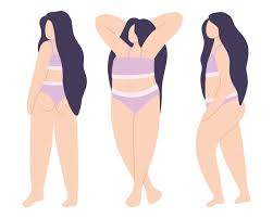 conjunto de chicas cuerpo positivo. chicas lindas de pie. ilustración  vectorial 13751484 Vector en Vecteezy
