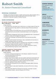 Apply quickly to various financial consultant job openings in top companies! Senior Financial Consultant Resume Samples Qwikresume