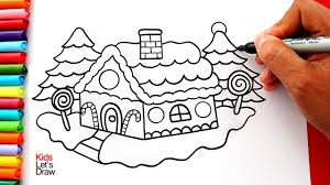 Si hay algo que les gusta a los niños, es ayudar a mamá a adornar la casa para navidad, por eso, queremos dejarles en este lugar, unos cuantos dibujos para pintar de casas decoradas con luces, arbolitos y otros adornos típicos de las fiestas navideñas. Aprende A Dibujar Y Pintar Una Casa De Navidad Facil How To Draw And Color A Gingerbread House Youtube