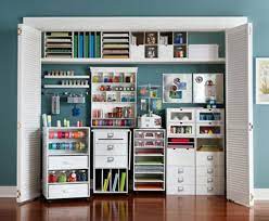 There are tons of storage ideas but what will work best for you depends on what craft supplies you have and the closet space you're working with. 12 Creative Craft Closets Amazing Ideas Everythingetsy Com Craft Room Closet Recollections Craft Room Storage Craft Room Storage