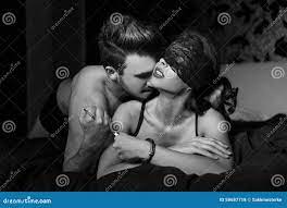 Couple Foreplay in Bedroom at Night Black and White Stock Photo - Image of  intimate, bondage: 59687718