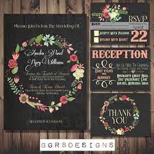 Chalkboard Wedding Invitation Set Antique Distressed Floral Vintage Rustic Chalkboard Wedding Invitations Wedding Invitations Wedding Invitation Sets