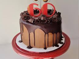 Order today for next day delivery! 60th Birthday Cake For A Man 8 French Vanilla Cake With Chocolate Buttercream Frosting A Chocolate Ganache Drip And Filled Inside With A Cakecentral Com
