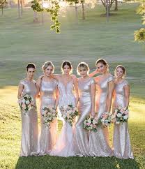 Bridesmaids In Sparkly Champagne Gowns Beautiful Wedding Gown And Bridesmaid Dress Inspiration Weddi Bridesmaid Bridesmaid Dresses Sequin Wedding