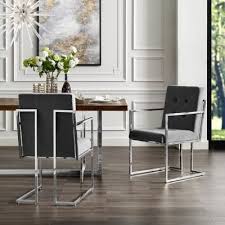 Inspired Home Triniti Grey Chrome Velvet Button Tufted Dining Chair Set Of 2 In 2020 Dining Chairs Velvet Dining Chairs Tufted Dining Chairs
