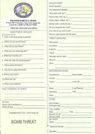 Bomb threats are serious until proven otherwise. Mandaluyong Cdrrmo Di Twitter Bomb Threat Checklist That Will Help Handle The Call And Get Critical Information From The Perpetrator Stayalert