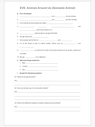 Worksheet On Evs Pet And Farm Animals Domestic Animals Farm Animals Pets Worksheets