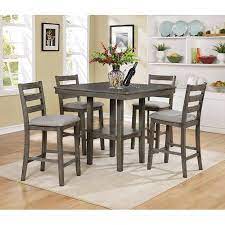 Crown Mark Grey Tahoe 5 Pack Counter Height Dining Set Walmart Com Counter Height Dining Table Set Counter Height Dining Sets Counter Height Dining Table