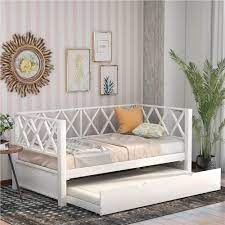 Very well made and exceptional quality. Twin Size Wooden Daybed Frame With Trundle Bed White