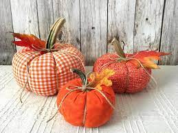 3 Fabric Pumpkins Fabric Decor Pumpkins Fall Decoration Etsy Fabric Pumpkins Pumpkin Fall Decor Thanksgiving Table Decorations