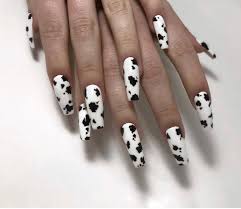 $8.66 free shipping get free shipping Trendy Cow Print Coffin Acrylic Nails Cow Nails Glitter Gel Nails Acrylic Nails Coffin Short