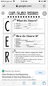 Claim Evidence And Reasoning Worksheets Teaching Resources Tpt Teaching Resources Argumentative Writing Math Word Problems