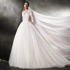 Mai 2021 das jawort gegeben. Duchesse Prinzessin Brautkleid Hochgeschlossen Langarm Tull Mit Spitze Armel