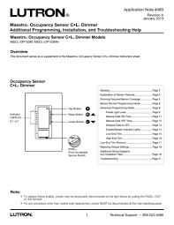 When in the off position, the led bulb stays dim and flickers. 048480 Maestro Occupancy Sensor Cl Dimmer Additional Manualzz