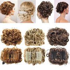 Hairpiece Extension Hair Bun Updo Cover Messy Rose Hair Scrunchies Synthetic Hair Pieces Large Comb Clip In Curly Chignon Curly Hair Pieces Bun Hairstyles Curly Hair Styles