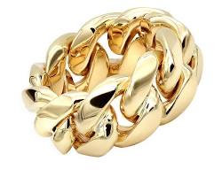 Image of Yellow Gold Chain Ring for men