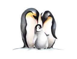 Emperor dads stand watch as penguin hatchlings peck their way free. Penguin Print On Canvas Or Paper Mother And Baby Emperor Penguins Penguin Art Giclee Art Collectibles Kromasol Com