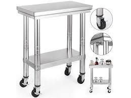 A dining table on wheels, especially if you're an idea worth considering: Vevor 12x24 Inch Stainless Steel Work Table With Wheels Heavy Duty Work Table Newegg Com