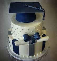 The cake is artfully decorated with an edible graduation cap and a diploma made out of a paper towel roll wrapped in white fondant. Graduation Cakes Denver The Makery Cake Co