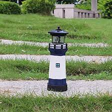 Outside lighthouse decorations collectibles insurance. Eh Garden Solar Lighthouse Outdoor Decor Lawn With Rotating Lamp Blue Pathway Lights Led Landscape Lights Amazon Com