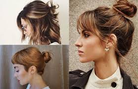 Short Hair Bun With Bangs Hairstyle How To Ideas Short Hair Bun Short Hair Styles Super Short Hair