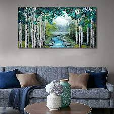 Check spelling or type a new query. Large Wall Art Living Room Wall Decor Canvas Prints Green Birch Forest Wildlife Stream Pictures Artwork Wall Decorations For Bedroom Modern Home Decor Framed Wall Art For Living Room Size 24x48 Inch