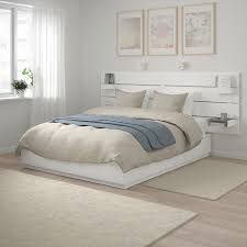 Nordli Bed With Headboard And Storage White King Ikea In 2020 Headboards For Beds Bed Frame With Storage Bed Storage