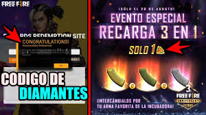 Promoção pra galera que joga free fire e costuma recarregar diamantes no jogo. Regalando Codigos De Diamantes Esperando El Evento Especial Recarga 3 En 1 Free Fire 750k Youtube