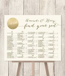 alphabetical seating chart sign diy gold sparkle wedding