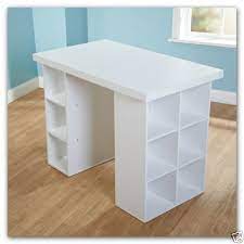 Craft Table White Furniture Desk Counter Height Office Or Home Shelf Storage Sld Craft Room Tables Craft Shelves Craft Table