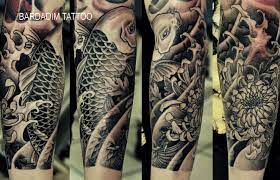 Koi Tattoo Japanese Tattoo Half Sleeve Tattoo Chrysanthemum Tattoo Half Sleeve Tattoos Designs Half Sleeve Tattoo Sleeve Tattoos