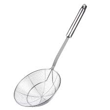 A sieve, fine mesh strainer, or sift, is a device for separating wanted elements from unwanted material or for characterizing the particle size distribution of a sample, using a screen such as a woven mesh or net or perforated sheet material. Artyea Skimmer Stainless Steel Spider Strainer Ladle For Pasta Spaghetti Noodles And Frying In Kitchen 6 Inches Bowl 16 4 X 1 2 X 0 6 Inches Silver Buy Online In Grenada At Grenada Desertcart Com Productid 83647246