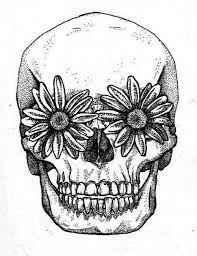 Human skull with roses black and white illustration. Skull Image 3363431 On Favim Com