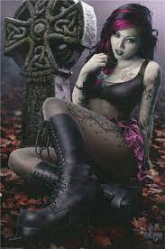Sexy Goth Girl Cleo in cemetery Gothic by Tom Wood 24x36 Gothic Art Print  Poster | eBay