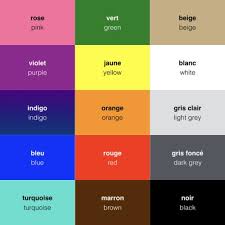 Les Couleurs En Francais French Colors Couleur Francais French Color Rose Violet Indigo Bleu Turquoise French Colors Learn French Light Orange