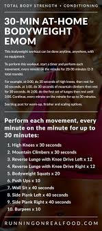 30 Minute At Home Bodyweight Emom Workout In 2021 Emom Workout 30 Minute Workout Hiit Workout At Home